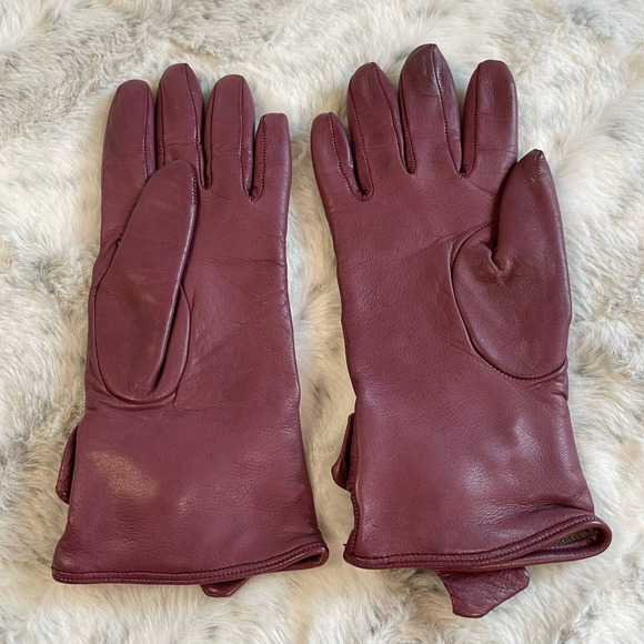 Vintage Gloves Mauve Pink Italian Leather 100% Cashmere Lining Size 6 - Picture 4 of 14